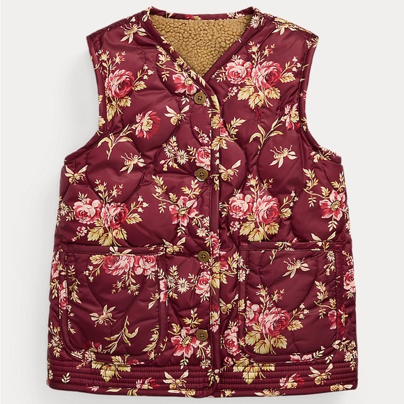 Polo Ralph Lauren Other - Polo Ralph Lauren Girls Quilted Teddy Fleece Reversible Gilet